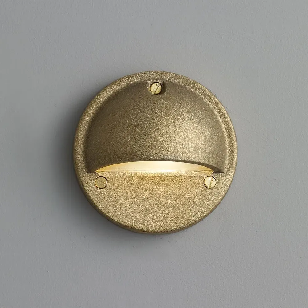 Lidded Step Light with LED - Weathered, Brass