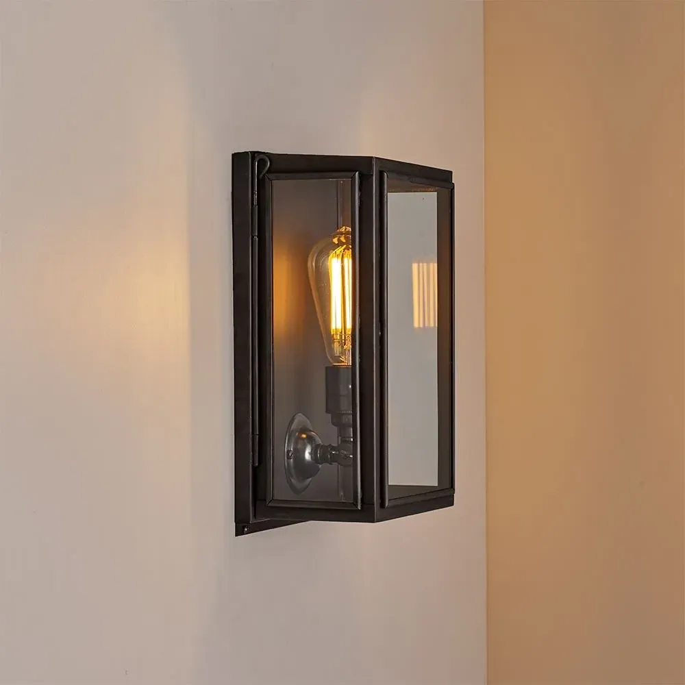 Medium Box Wall Light IP44 - Frosted Glass, Brass
