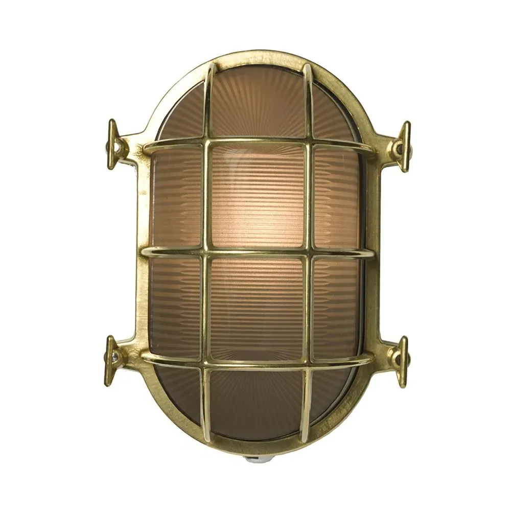 Medium Oval Bulkhead Light - Weathered Brass