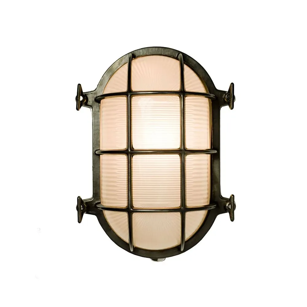 Medium Oval Bulkhead Light - Weathered Brass