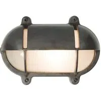 Medium Oval Bulkhead Light with Eyelid - Weathered Brass