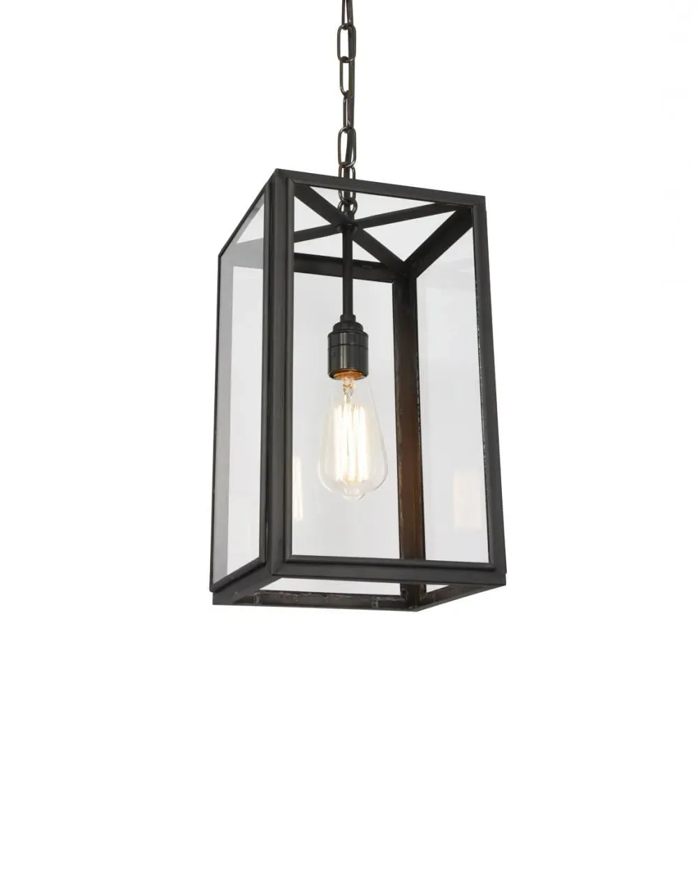 Medium Square Pendant Light - Brass, Glass