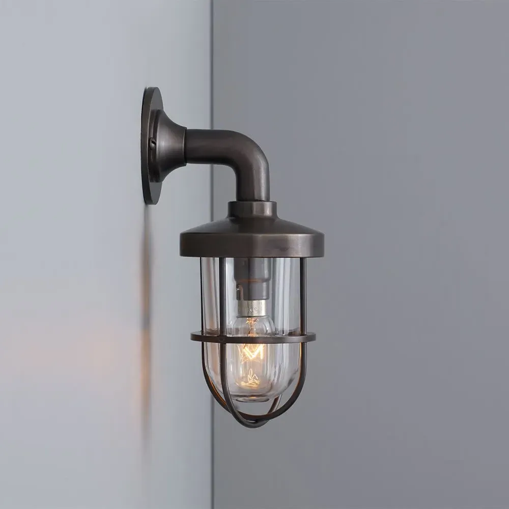 Miniature Ship's Well Glass Wall Light - Polished Brass