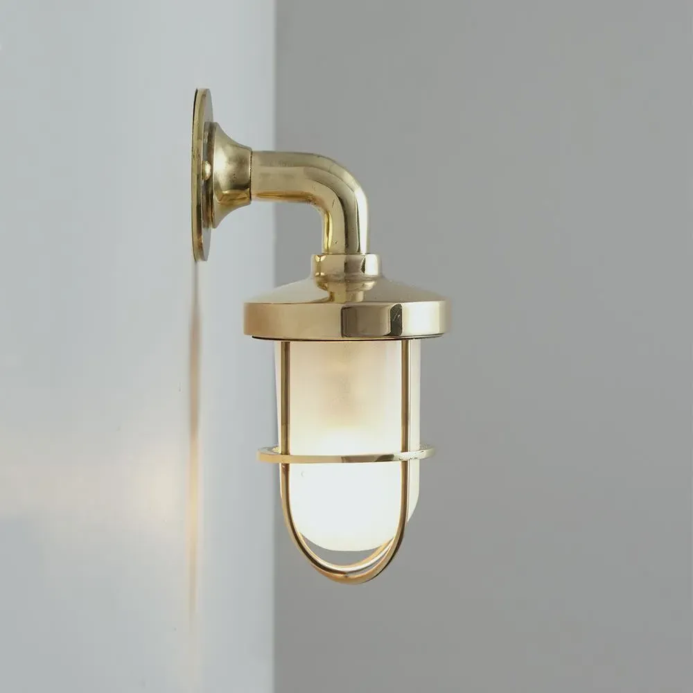 Miniature Ship's Well Glass Wall Light - Polished Brass