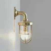 Miniature Ship's Well Glass Wall Light - Polished Brass