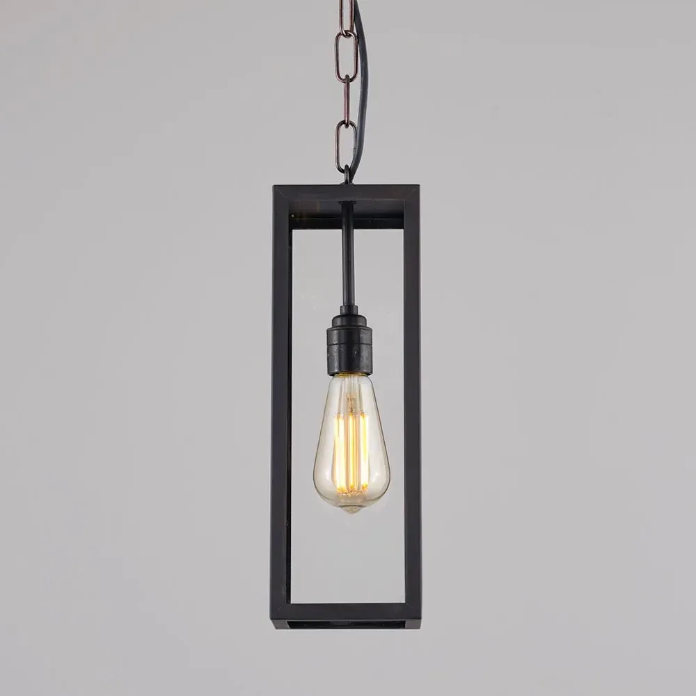 Narrow Box Pendant Light - Polished Brass, Clear Glass