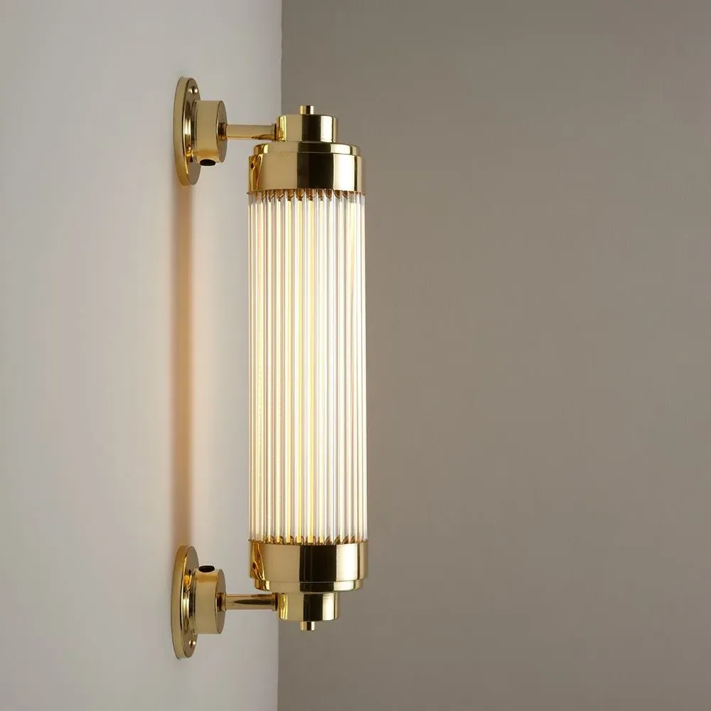 Offset Wall Light with Glass Rods - Brass