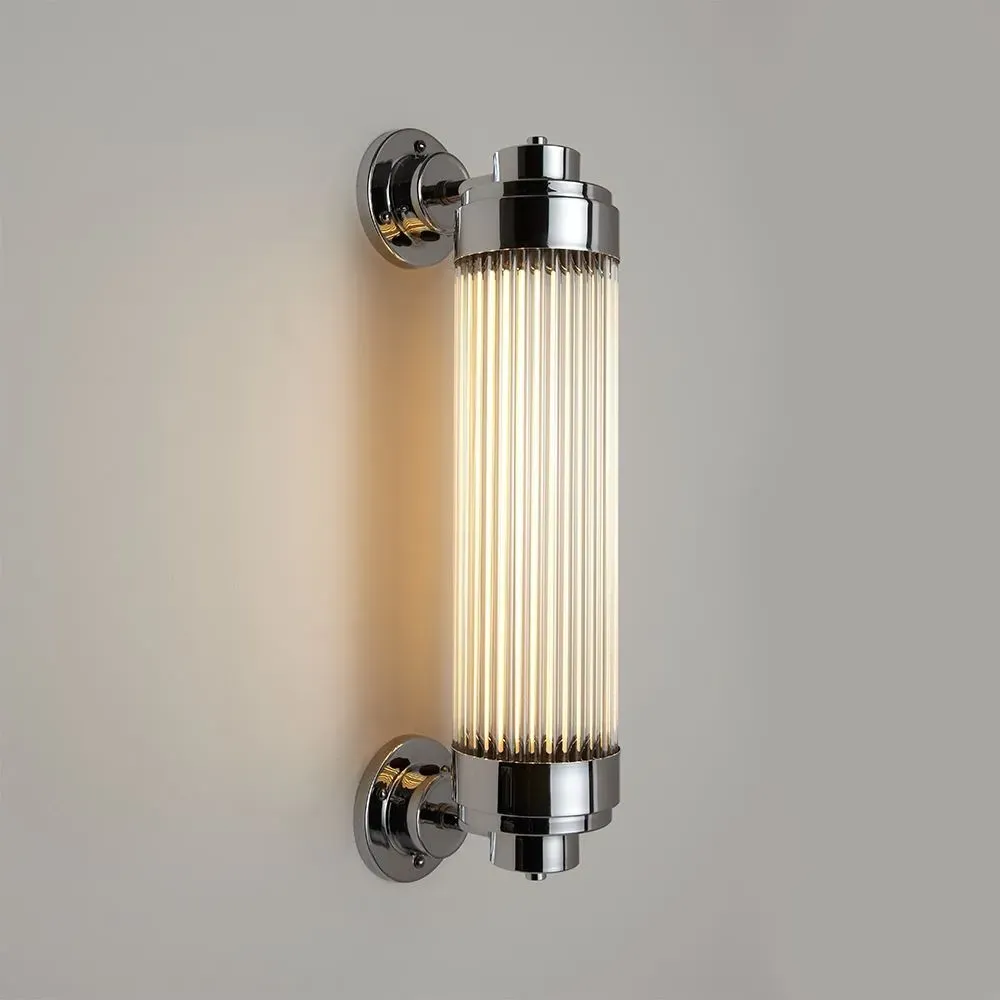 Offset Wall Light with Glass Rods - Chrome