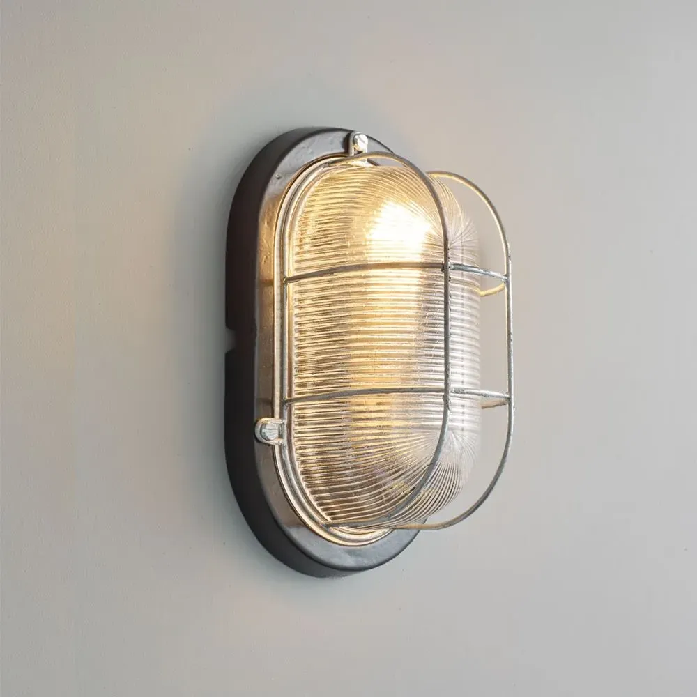 Oval Bulkhead Light with Guard - Black