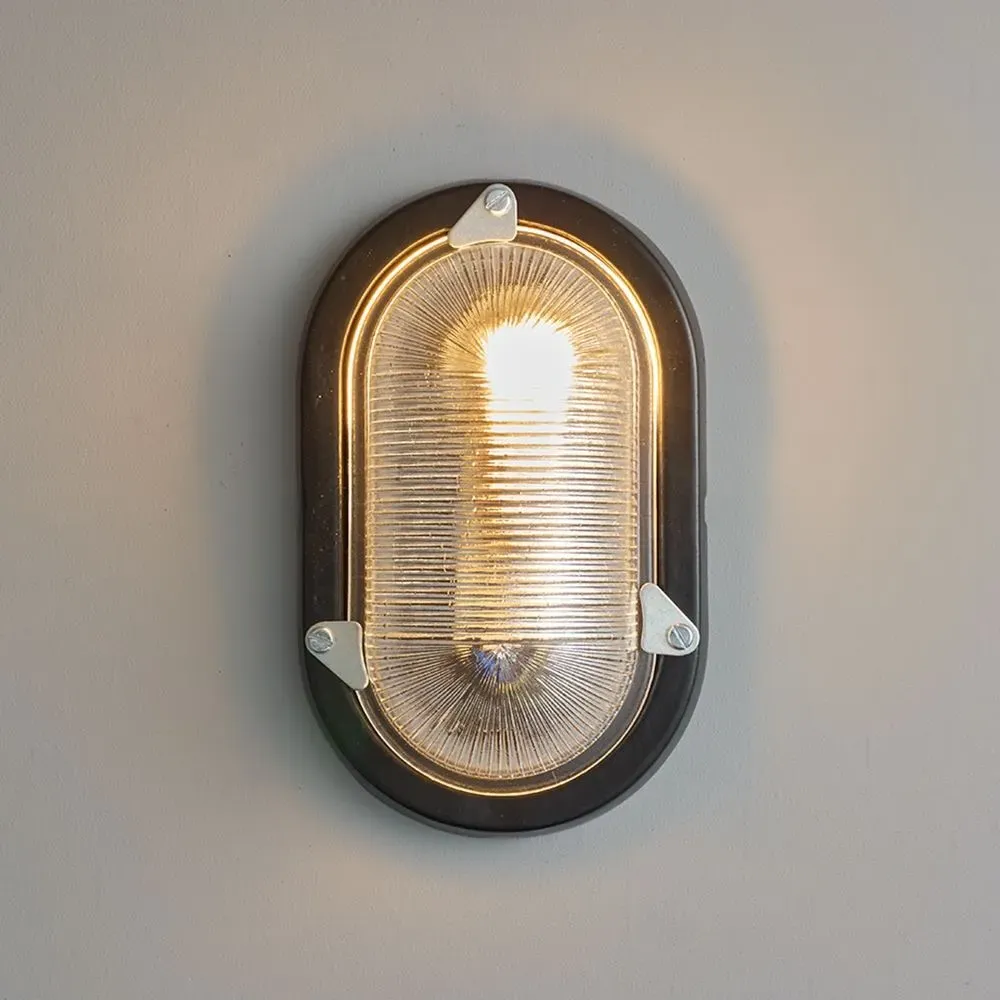 Oval Bulkhead Light with Guard - Black