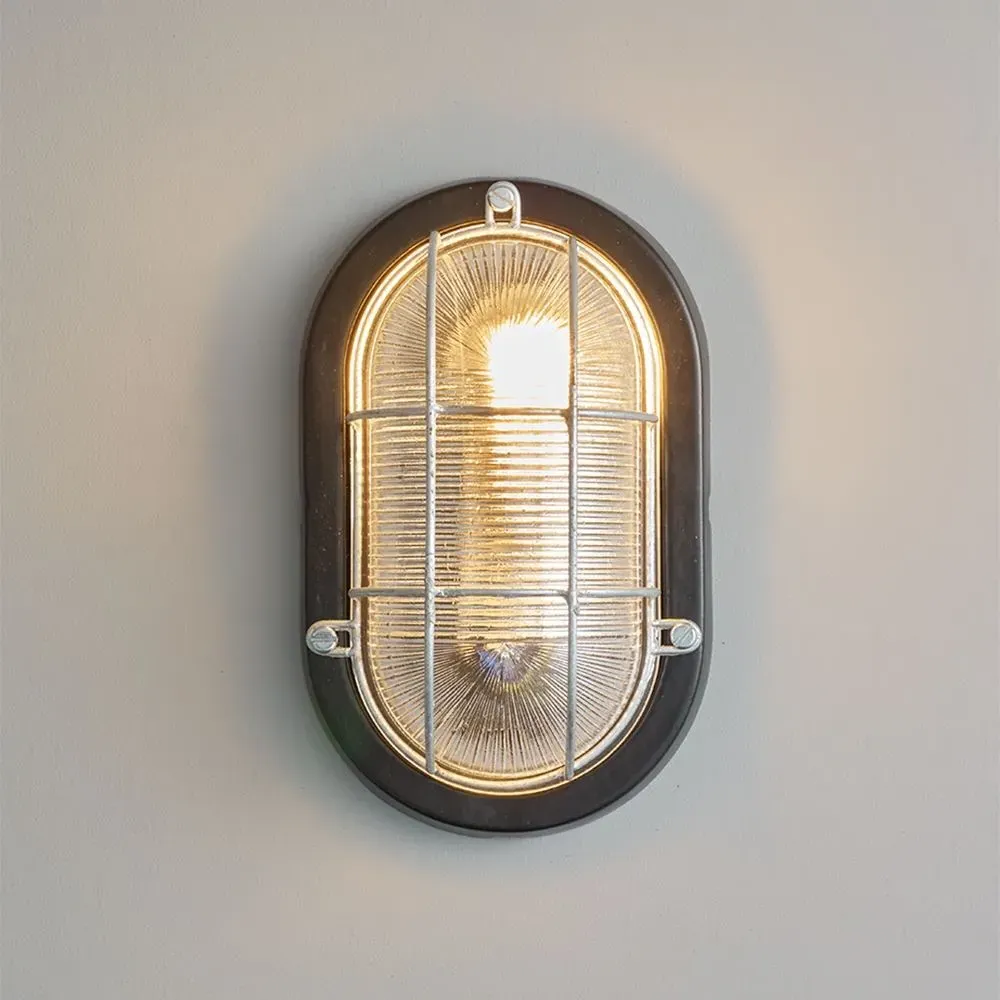 Oval Bulkhead Light with Guard - Black