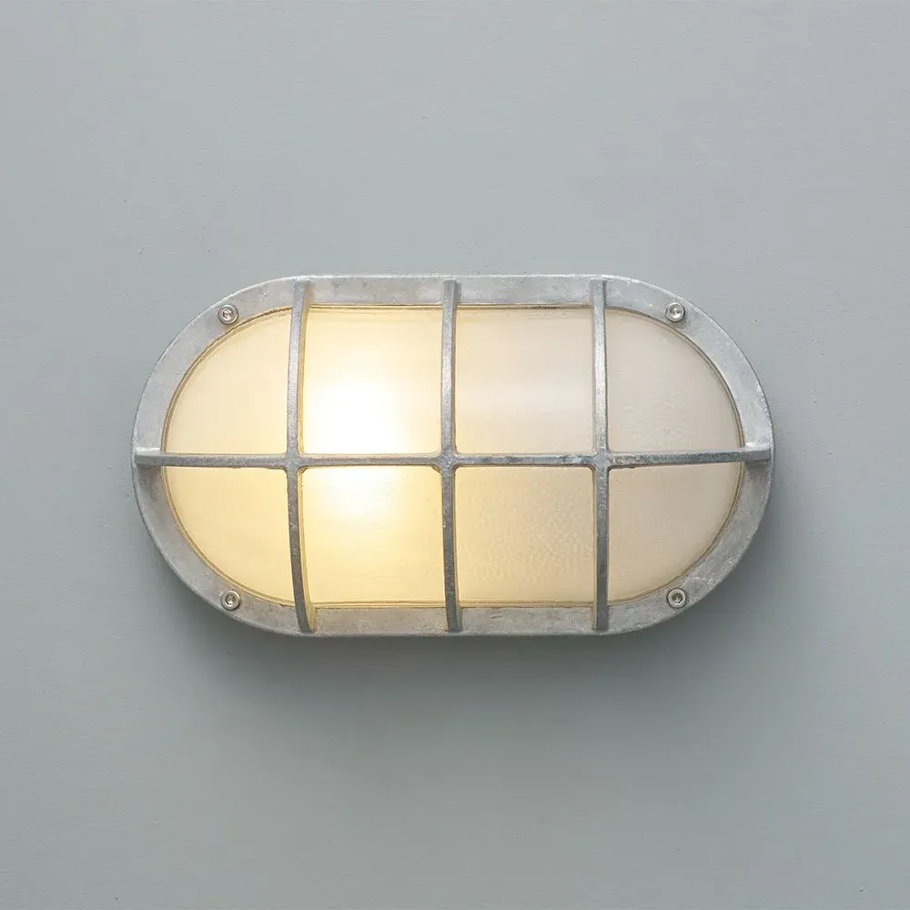 Oval Wall Light with Guard - Aluminium