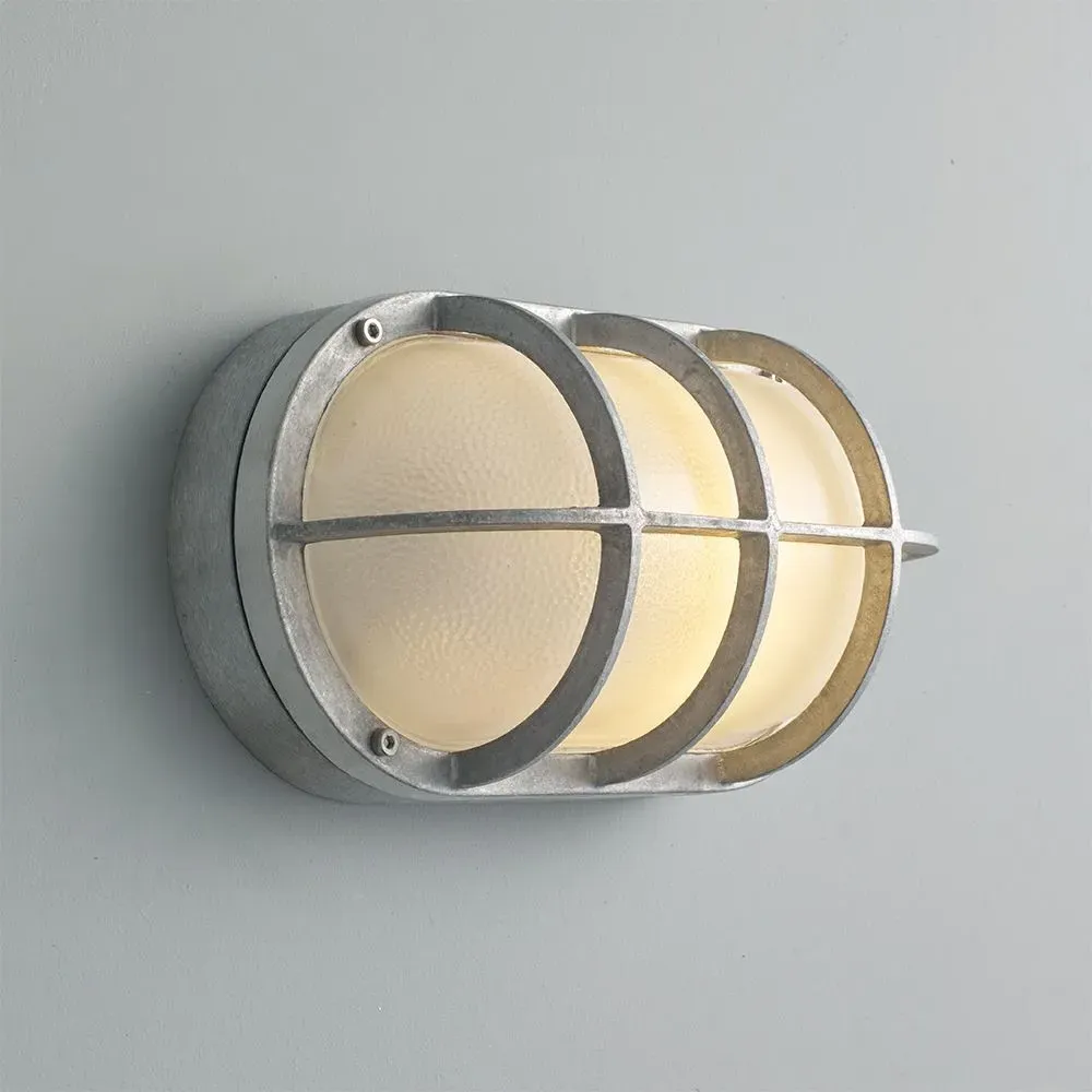 Oval Wall Light with Guard - Aluminium