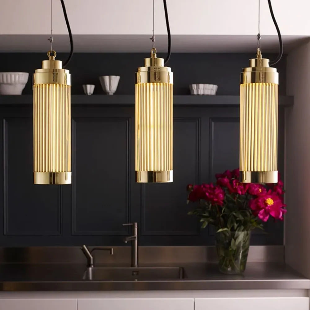 Pillar Pendant Light - Weathered Brass, Glass