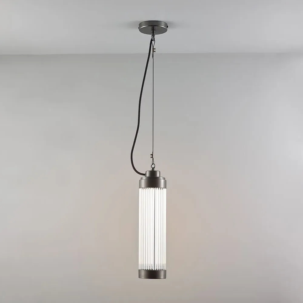 Pillar Pendant Light - Weathered Brass, Glass