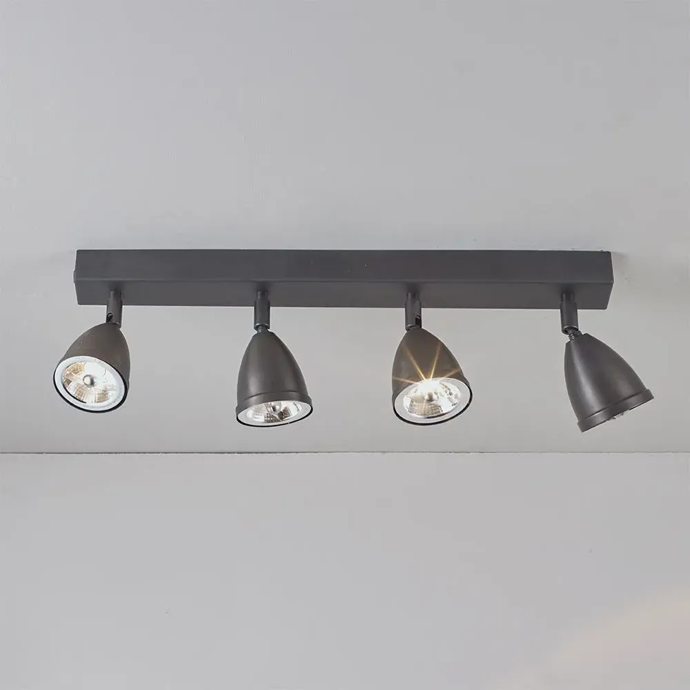 Quadruple LED Spotlight - Weathered Brass, Metal