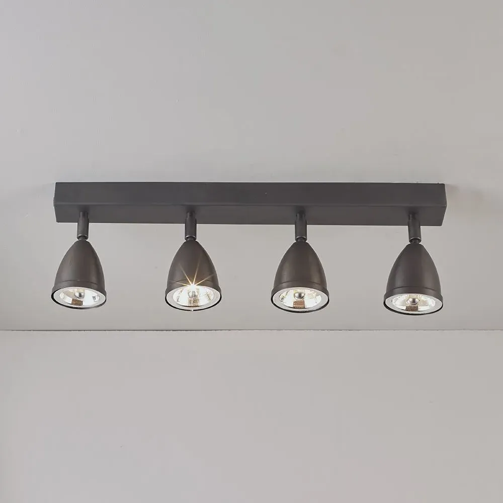 Quadruple LED Spotlight - Weathered Brass, Metal