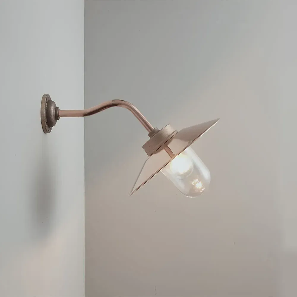 Round Wall Light with Clear Glass - Galvanised