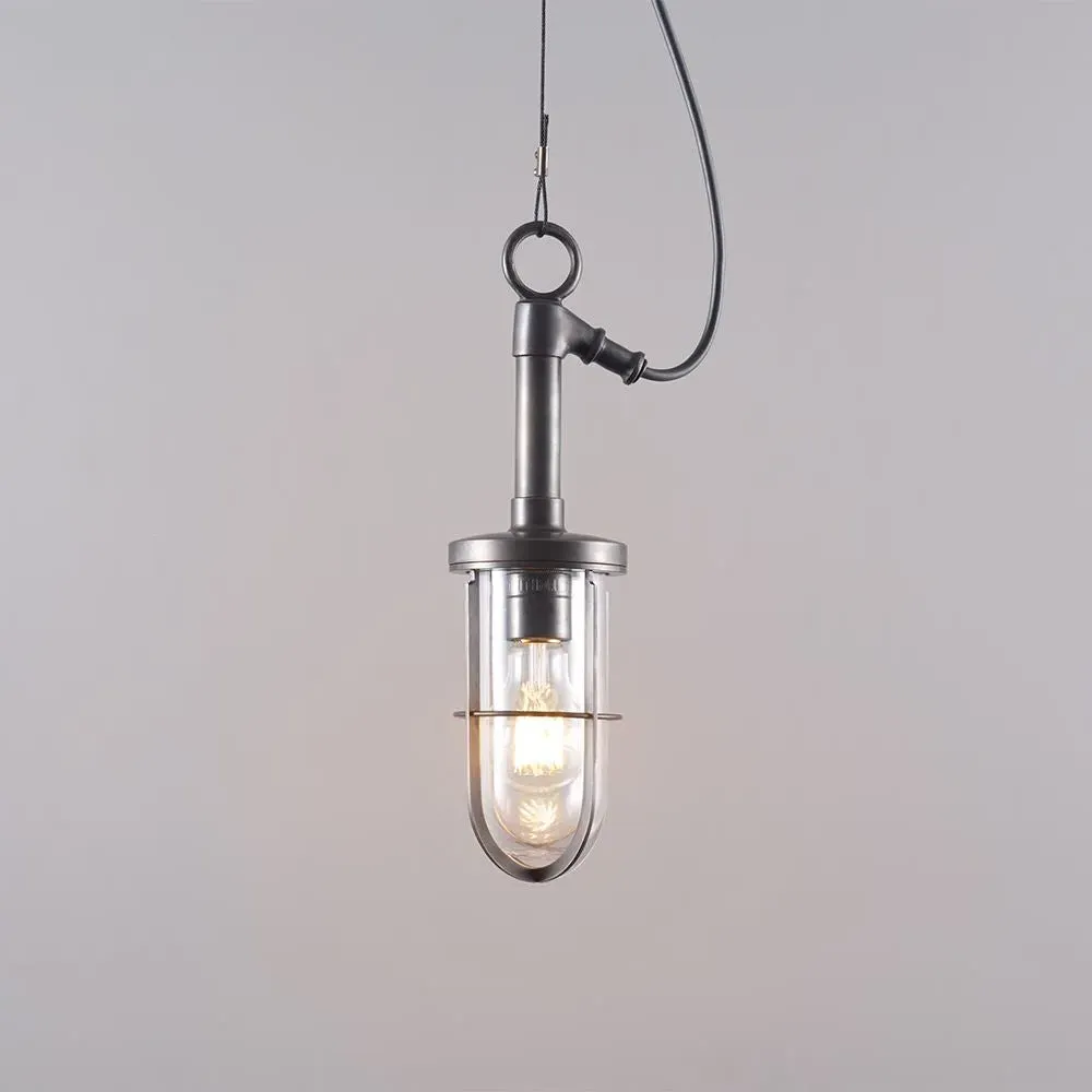 Ship's Well Glass Pendant Light with Reflector - Clear Glass
