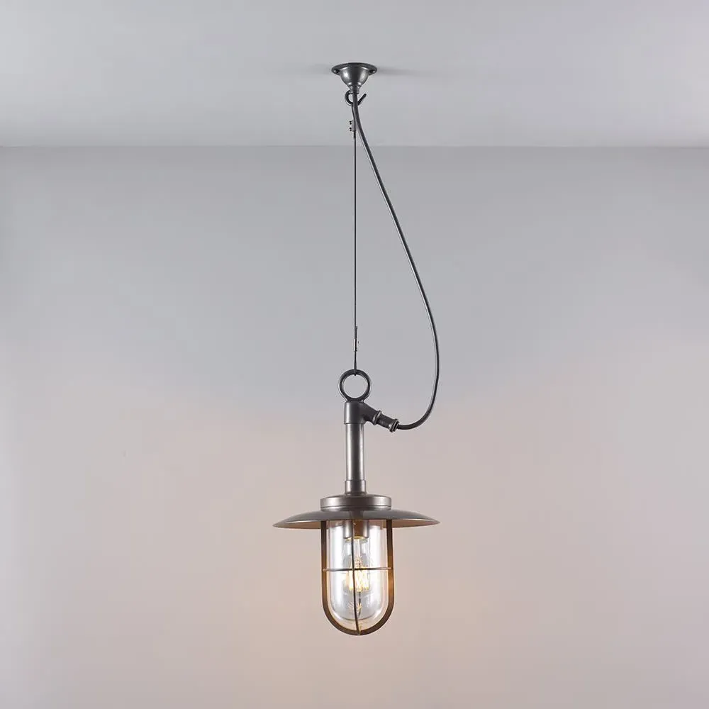 Ship's Well Glass Pendant Light with Reflector - Clear Glass