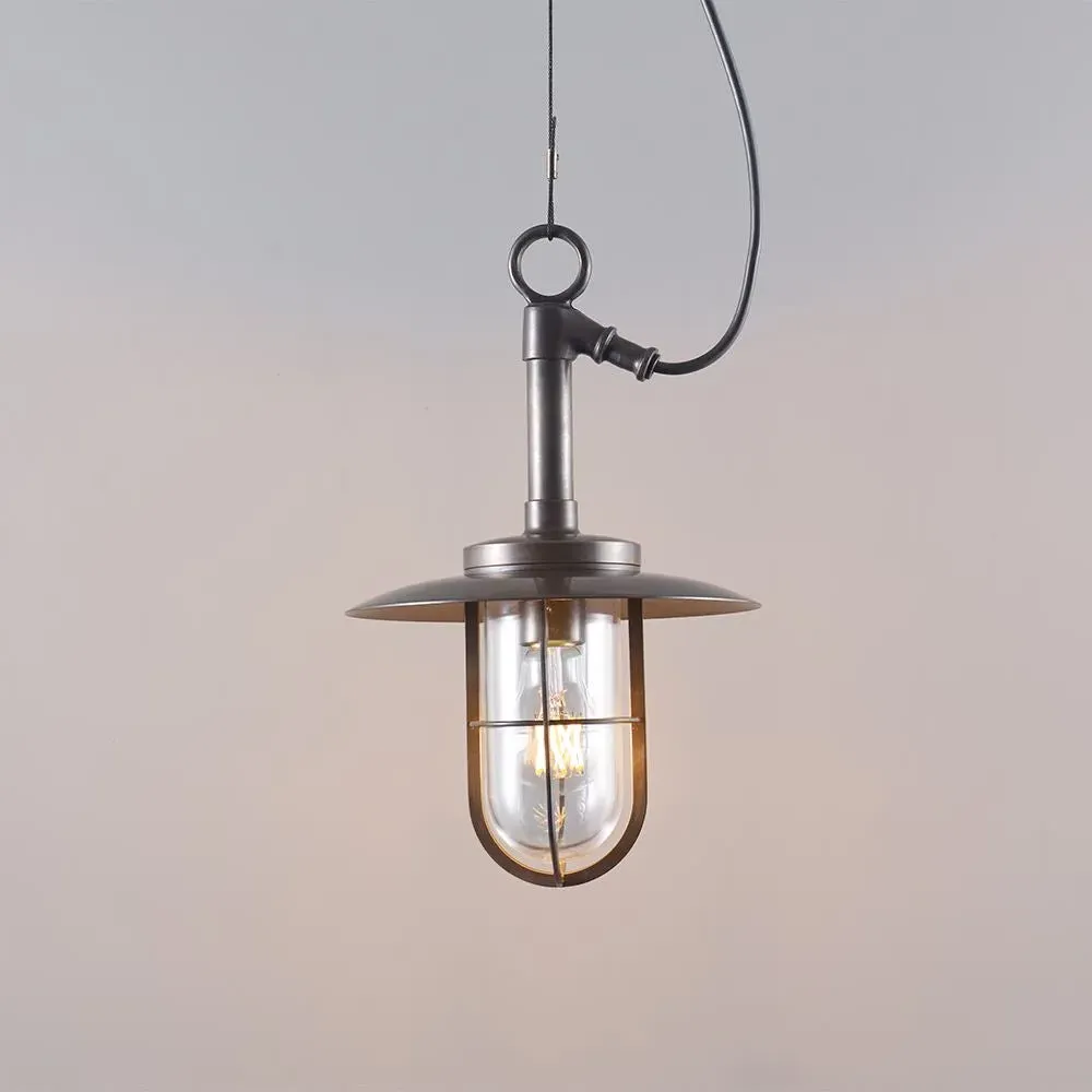 Ship's Well Glass Pendant Light with Reflector - Clear Glass