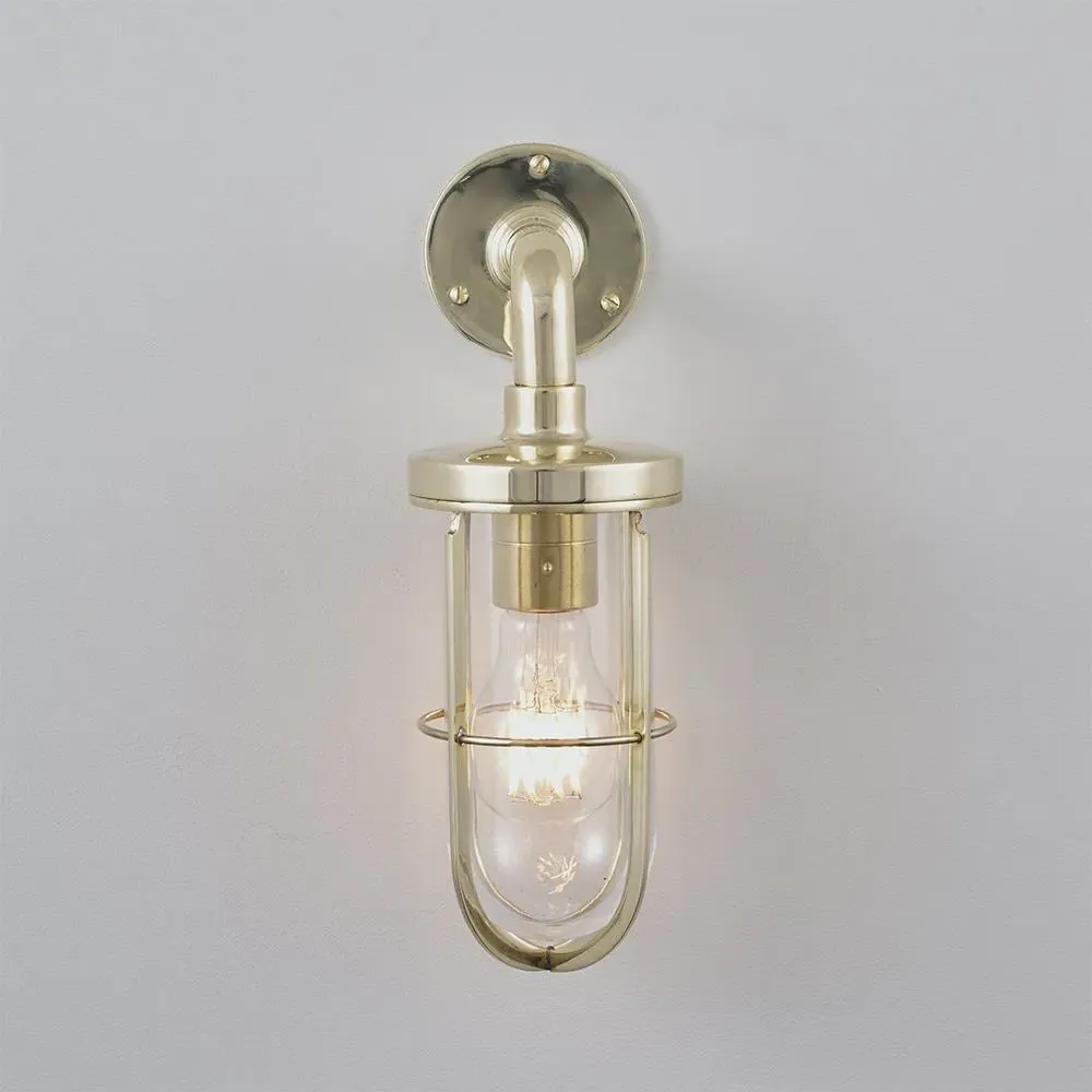 Ship's Well Glass Wall Light - Polished Brass, Clear Glass