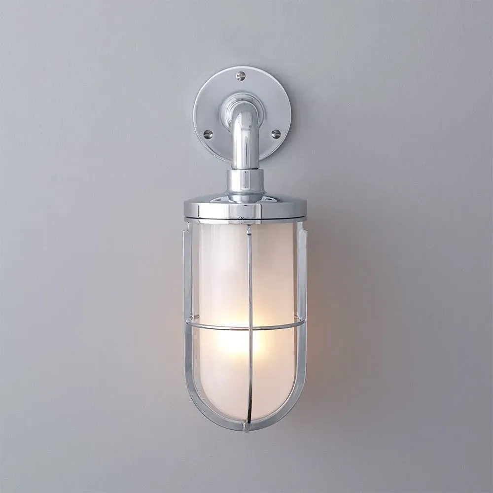 Ship's Well Glass Wall Light - Polished Chrome, Clear Glass
