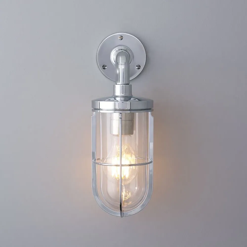 Ship's Well Glass Wall Light - Polished Chrome, Clear Glass