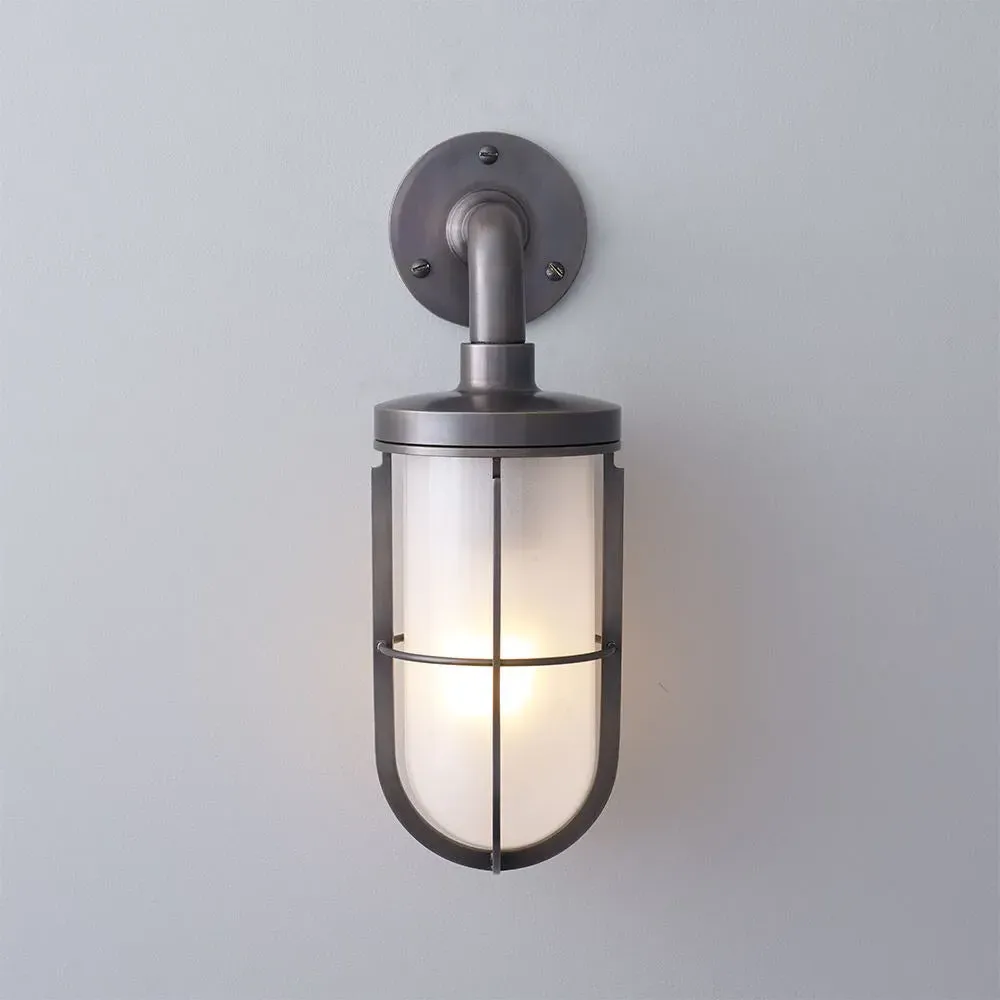 Ship's Well Glass Wall Light - Weathered Brass, Clear Glass
