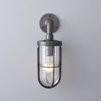 Ship's Well Glass Wall Light - Weathered Brass, Clear Glass