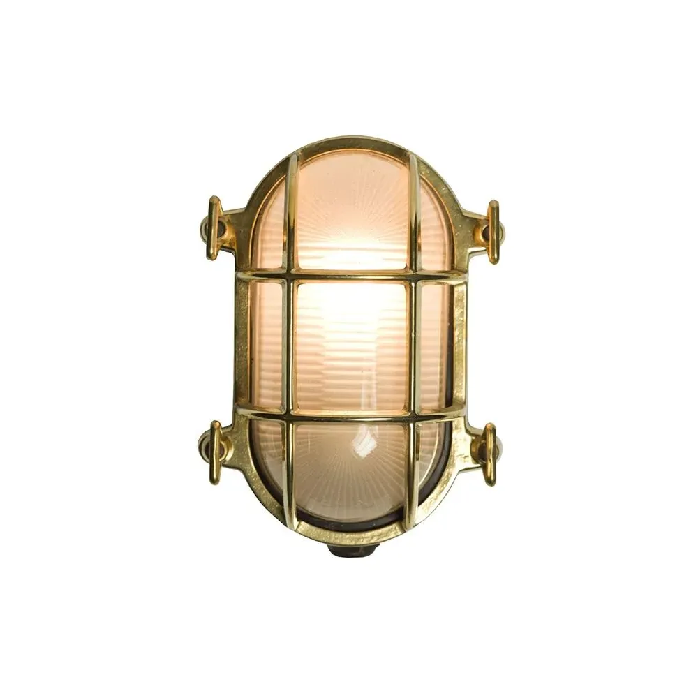 Small Oval Bulkhead Light - Weathered Brass