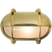 Small Oval Bulkhead Light with Eyelid - Polished Brass