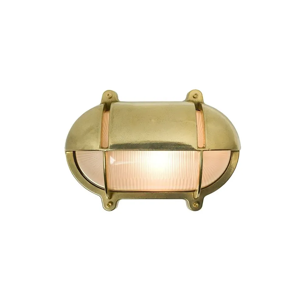 Small Oval Bulkhead Light with Eyelid - Polished Brass image