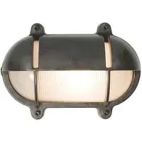 Small Oval Bulkhead Light with Eyelid - Weathered Brass