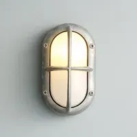 Small Oval Bulkhead Light with Guard - Aluminium