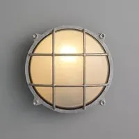 Small Round Bulkhead Light with Guard - Aluminium