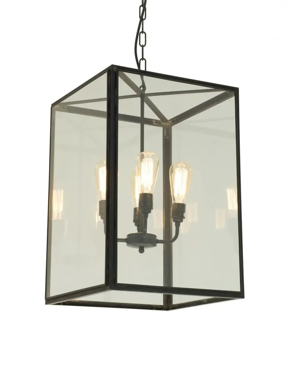 Small Square Pendant Light - Brass, Glass