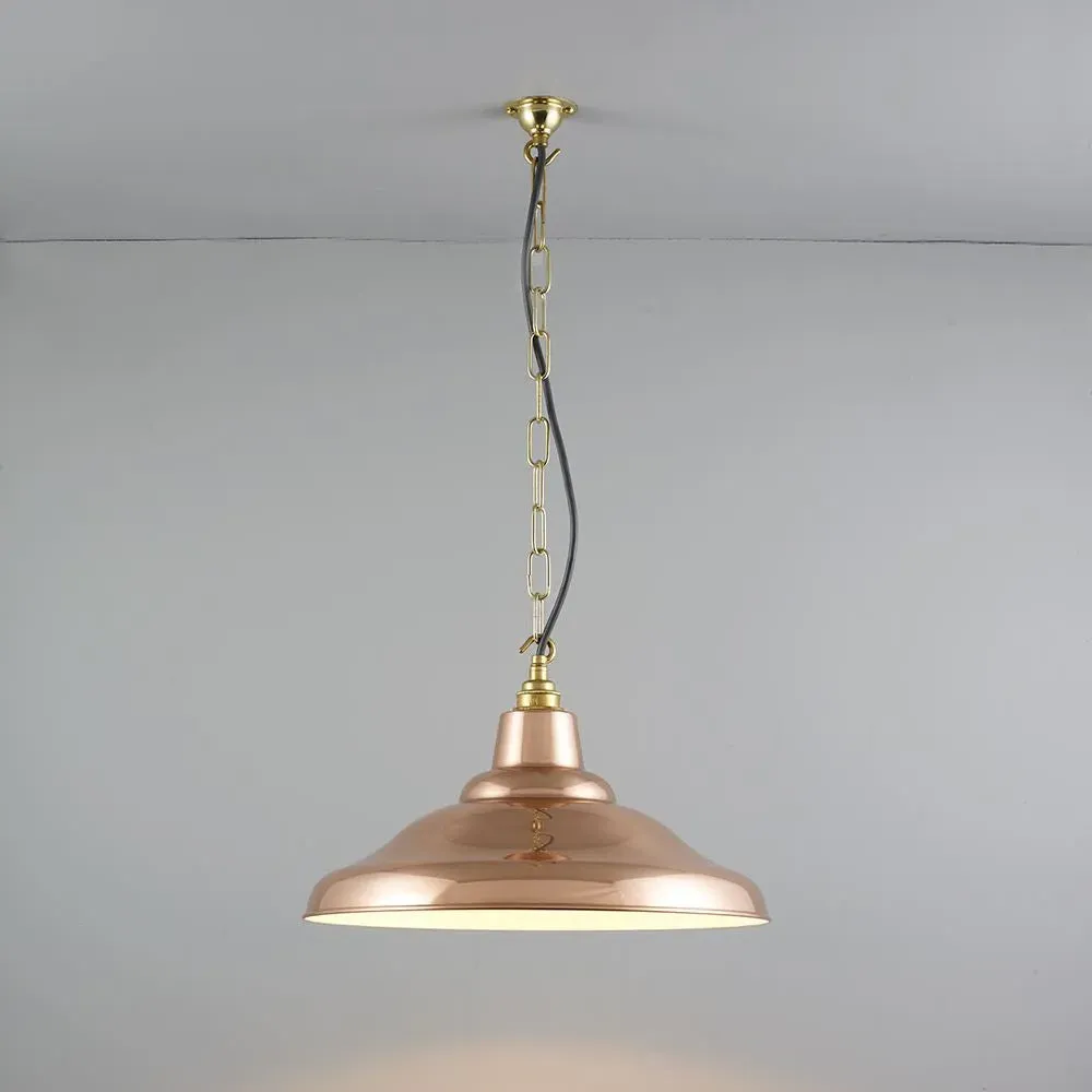 Spun Pendant Light with Chain - Grey, Metal