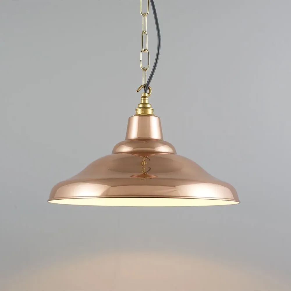 Spun Pendant Light with Chain - Grey, Metal