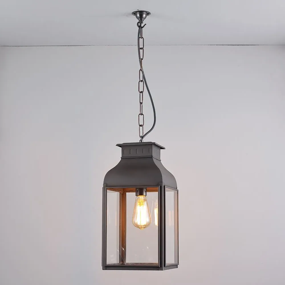 Square Pendant Light with Chain - Brass, Glass
