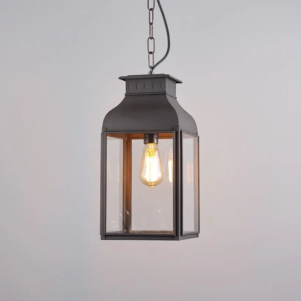 Square Pendant Light with Chain - Brass, Glass