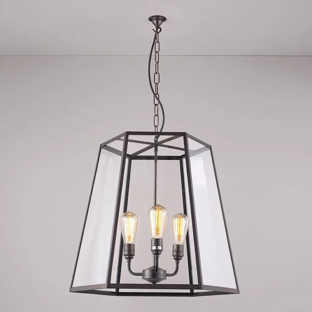 Standard Hex Pendant Light - Brass, Glass