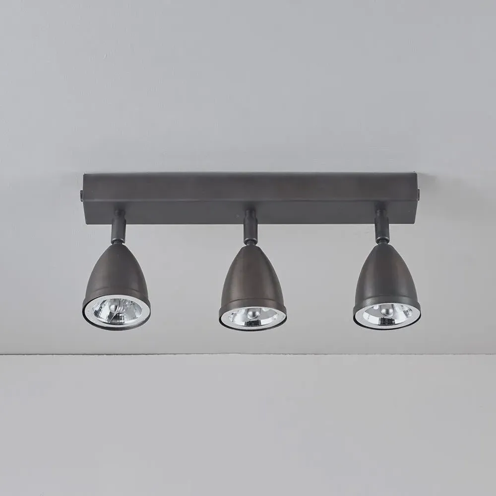 Triple LED Spotlight - Weathered Brass, Metal