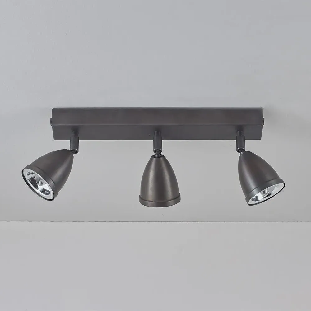 Triple LED Spotlight - Weathered Brass, Metal