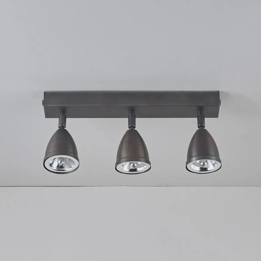 Triple LED Spotlight - Weathered Brass, Metal