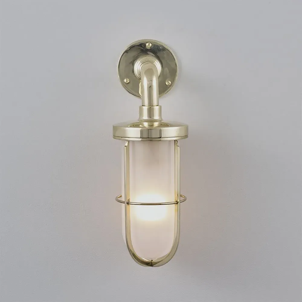 Wall Light with Frosted Glass - Brass, Metal