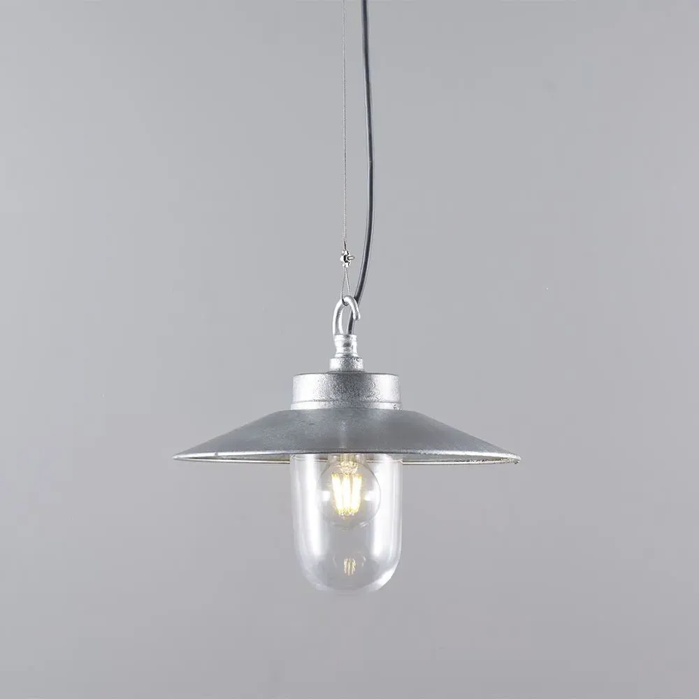 Well Glass Pendant Light with Visor - Clear Glass image