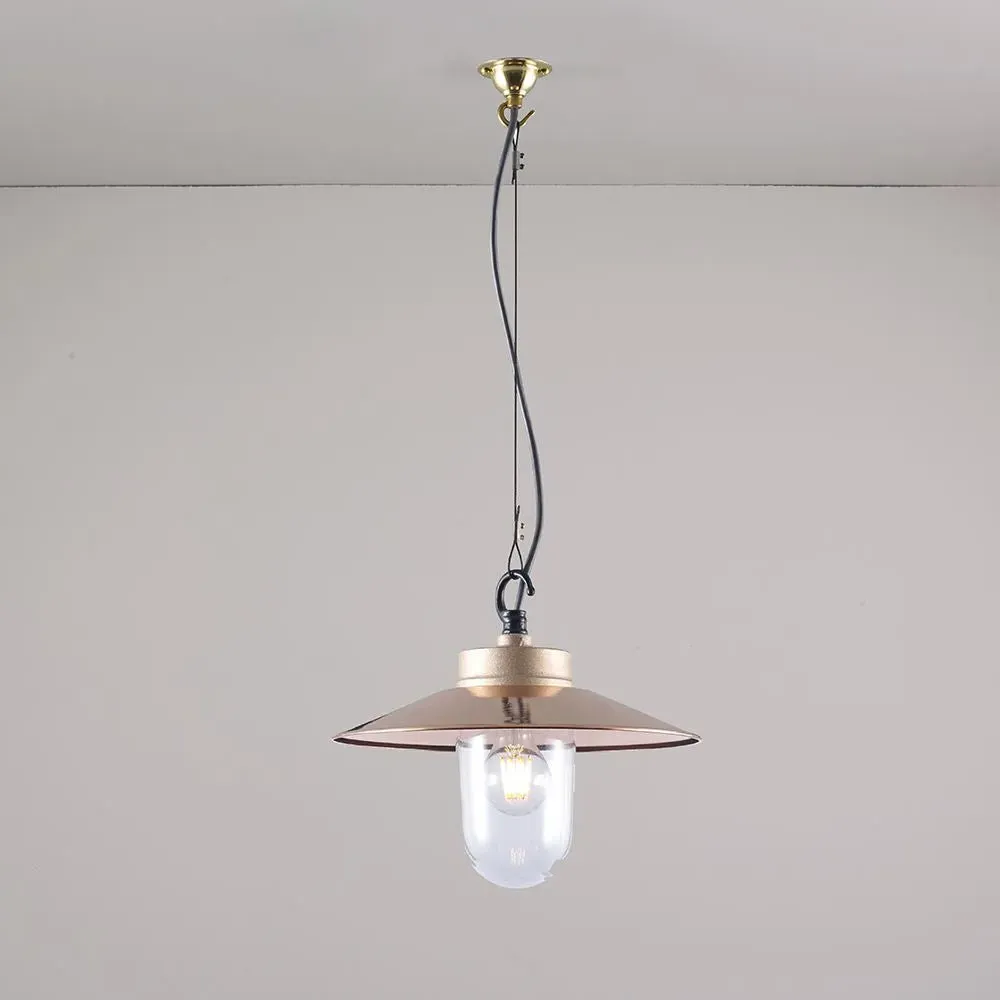 Well Glass Pendant Light with Visor - Frosted Glass
