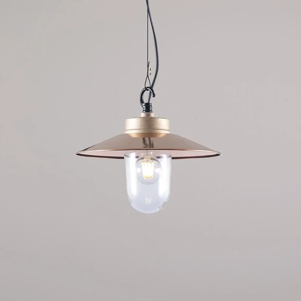 Well Glass Pendant Light with Visor - Frosted Glass
