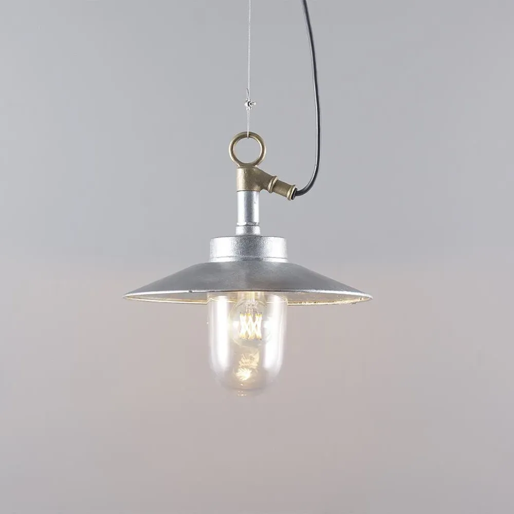 Well Glass Pendant Light with Visor - Frosted Glass